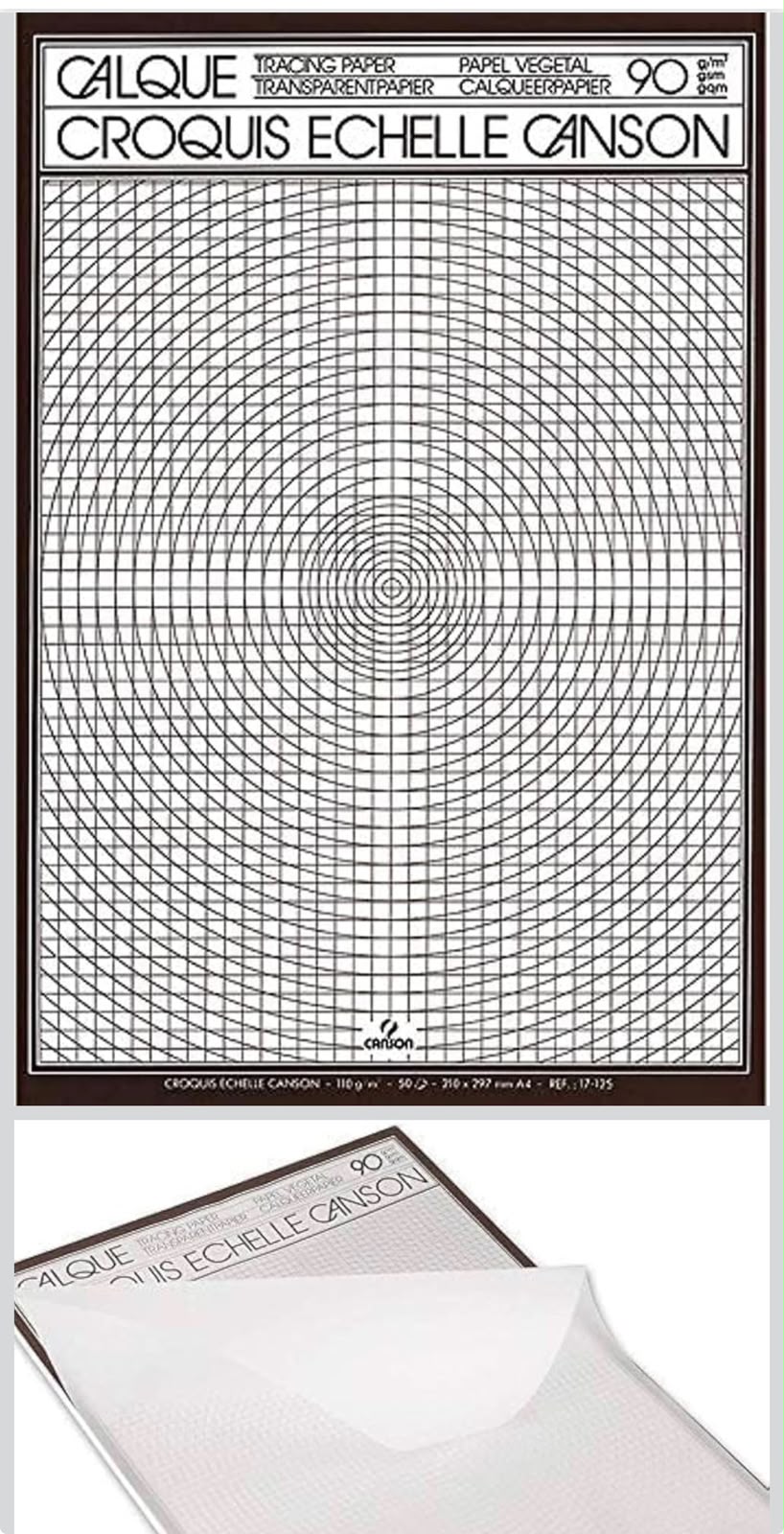 Canson A4 Graphic Tracking Paper Notebook (Transparent, 50 Sheets, 90g)